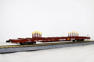SXT32226 - Scale Trains - Rivet Counter, BSC F68BH "Finger Rack" Flatcar Trailer Train (Oxide Red Scheme) TTJX #80437