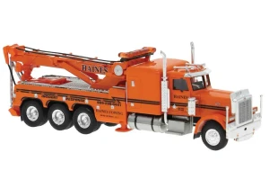86282 - Brekina Automodelle - Peterbilt 359 Heavy-Duty Tow Truck - Assembled -- Haines (orange, red)