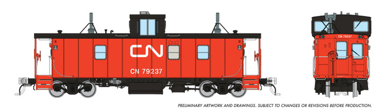 166022 - Rapido - HO HS Caboose: CN - As-delivered Red/Orange Steps: #79237