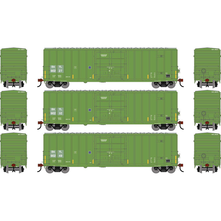 ATH-2785 - Athearn - HO ATH 50' FMC 5327 12' Plug Door Box Car, BAYL #90227/90232/90249 (3)