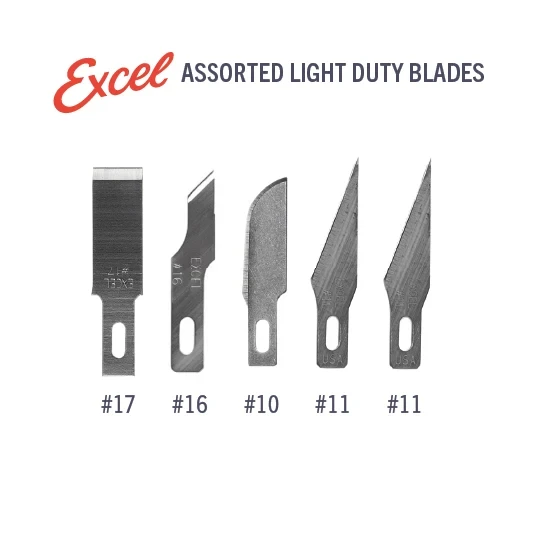 20014 - Excel Blades - Assorted Light Duty Hobby Knife Blade Set – 5 Pack