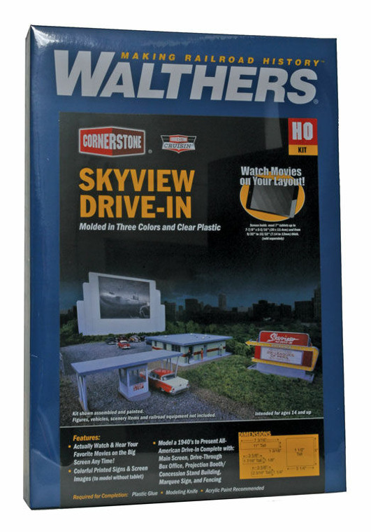 933-3478 - Walthers Cornerstone HO - Skyview Drive In Theatre Kit