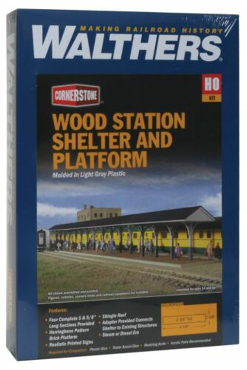 933-3188 - Walthers Cornerstone HO Wood Station Shed & Platform