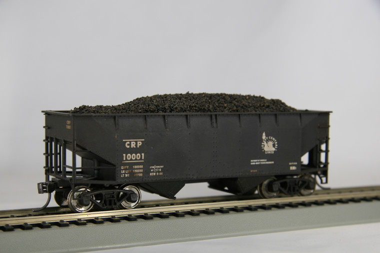 1856 Atlas HO 2 Bay Offset Side Hopper - Jersey Central, CRP (Black/White), Road #10001 with Coal Load