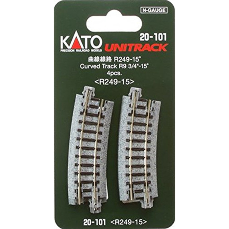 20-101 - Kato R249-15 degree Curved Track R9 3/4”-15 degree