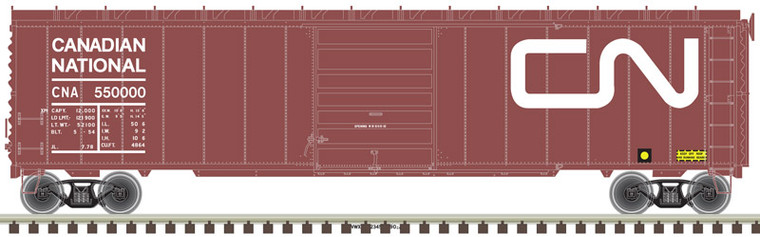 20 005 863 Atlas HO 50' Postwar Single Door Box Car,  Canadian National (Brown/White),  550017