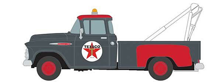 30638 Classic Metal Works Mini Metals HO 1957 Chevrolet Stepside Tow Truck - Assembled - Texaco (gray, red, white)