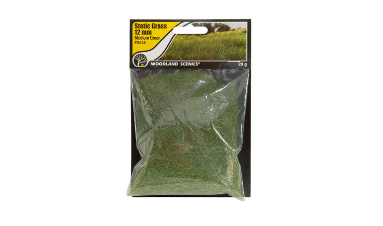 FS626 Woodland Scenics Static Grass Medium Green 12mm