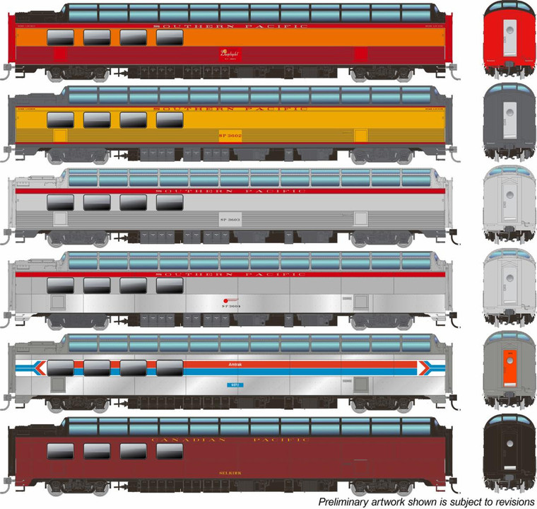 Rapido HO Scale Southern Pacific Dome Lounge Cars