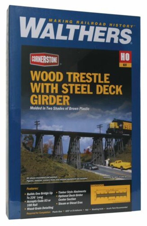 933-3147 Walthers Cornerstone HO - Trestle w/Deck Girder Bridge -- Kit