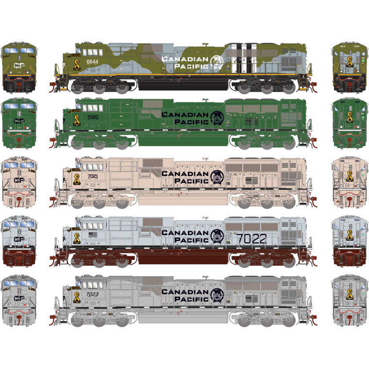ATHG1145 - Athearn Genesis - HO EMD SD70ACU Locomotive, CP Military Tribute Set 6644/7020/7021/7022/7023, 5-Pack DC