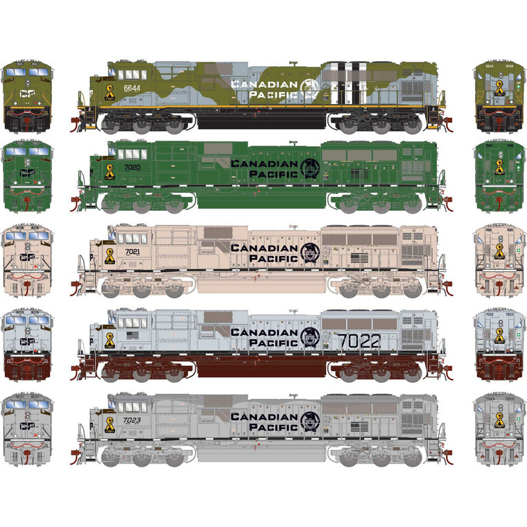 ATHG1155 - Athearn Genesis - HO EMD SD70ACU Locomotive, CP Military Tribute Set 6644/7020/7021/7022/7023, 5-Pack DCC/Sound