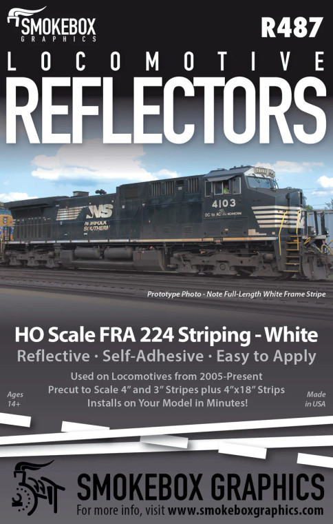 R487 - SmokeBox Graphics HO Locomotive Reflectors - White