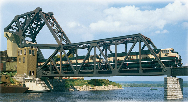 933-3070 - Walther Cornerstone Operating Single-Track Railroad Bascule Bridge -- Kit - 33-1/2 x 3 x 11" 83.7 x 7.5 x 27.5cm