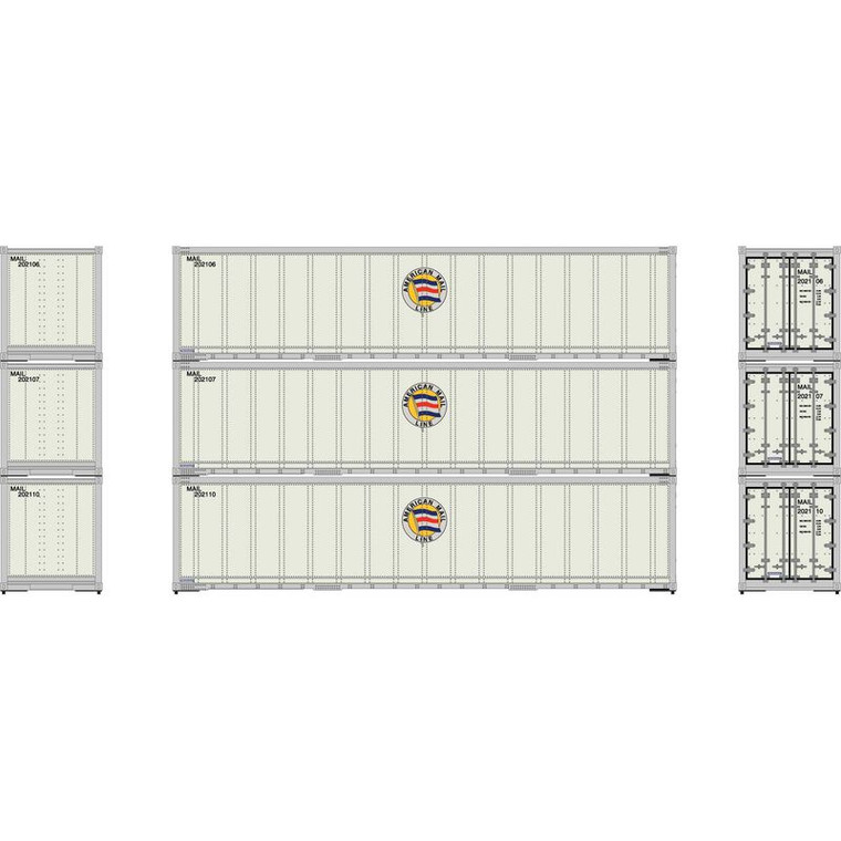 ATH63387 - Athearn HO 40' Smooth Side Containers, AML #1 (3)