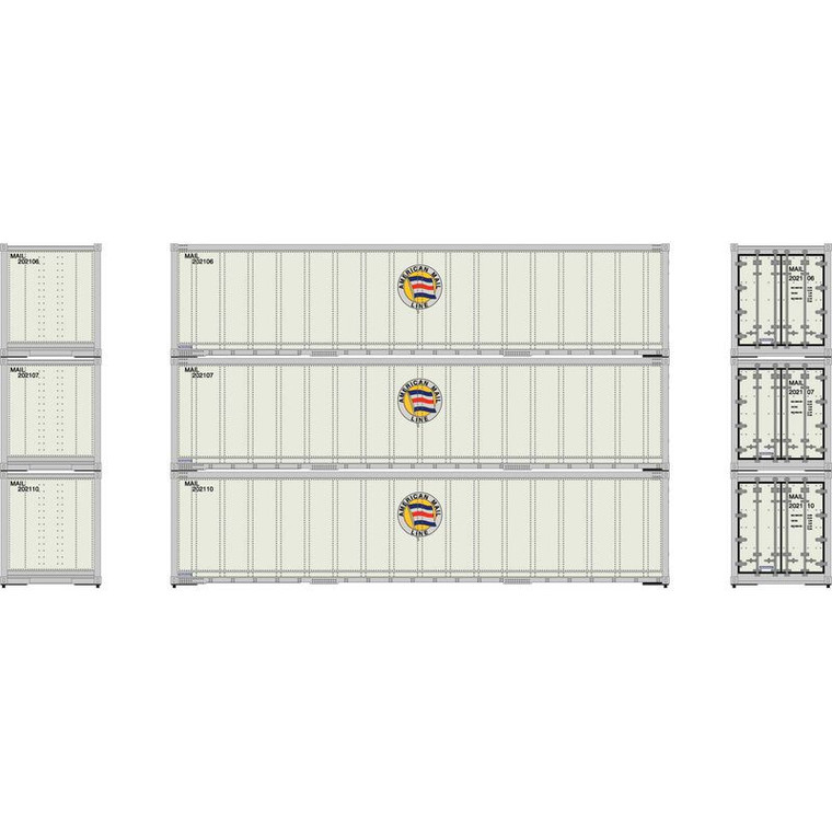ATH63388 - Athearn HO 40' Smooth Side Containers, AML #2 (3)