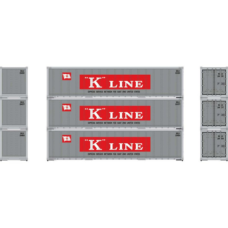 ATH63393 - Athearn HO 40' Smooth Side Containers, KKLU #1 (3)