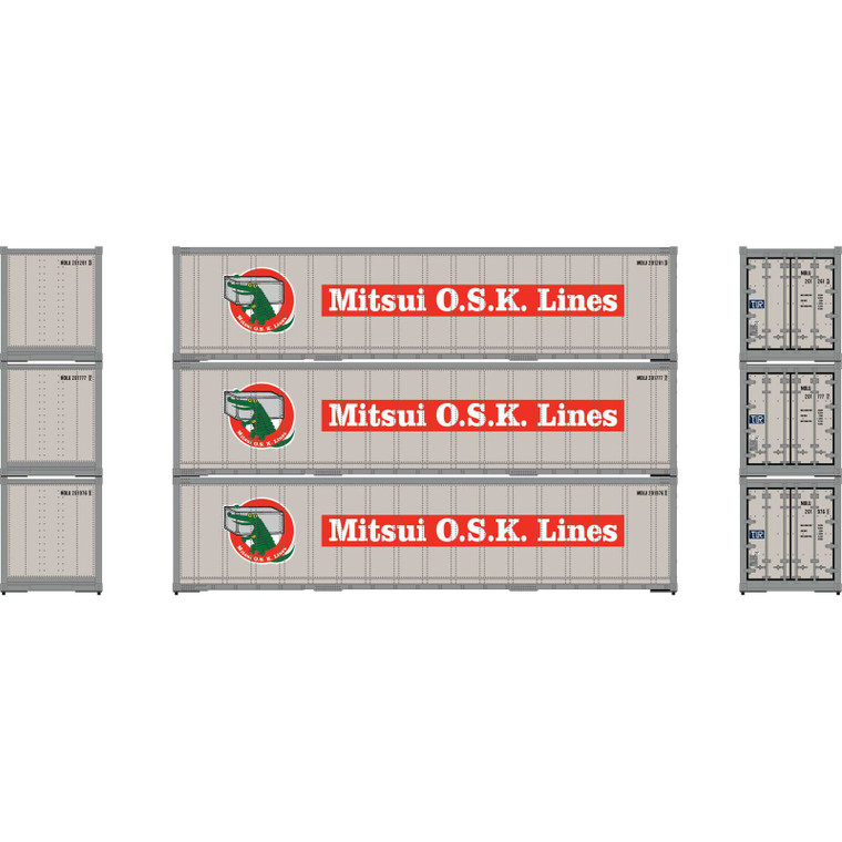 ATH63395 - Athearn HO 40' Smooth Side Containers, KKLU #1 (3)