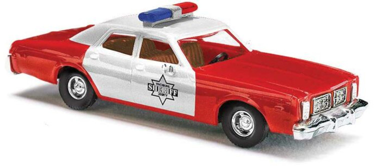 46617 - Busch HO -- 1976 Dodge Monaco 4-Door Sedan - Assembled -- Sheriff (red, white)