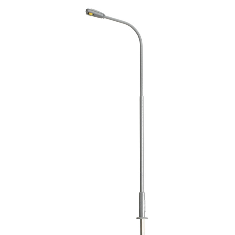 70000163 - Atlas HO Trackside Lighting -- Single Arm Streetlight Gray, Warm LED [3-PACK]