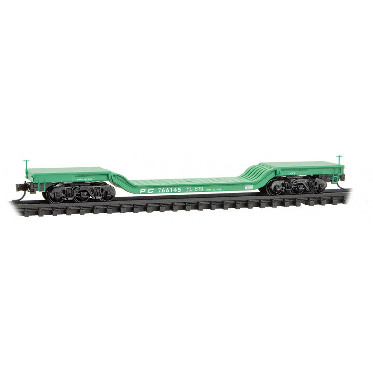 10900300 - Micro-Trains N -- Heavyweight Depressed-Center Flat Car -- Penn Central #766145