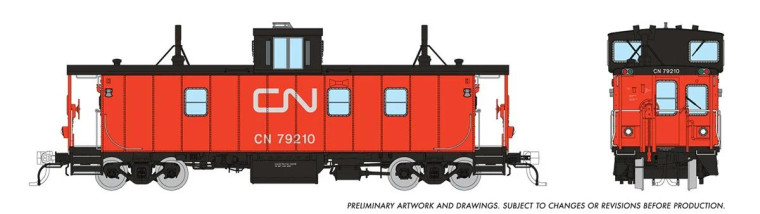 166009 - Rapido HO Scale Canadian National Hawker Siddeley Caboose Van -- CN - Late w/ Black Steps: #79210