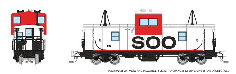 510041 - Rapido N Wide Vision Caboose: SOO - White & Red Scheme: #29