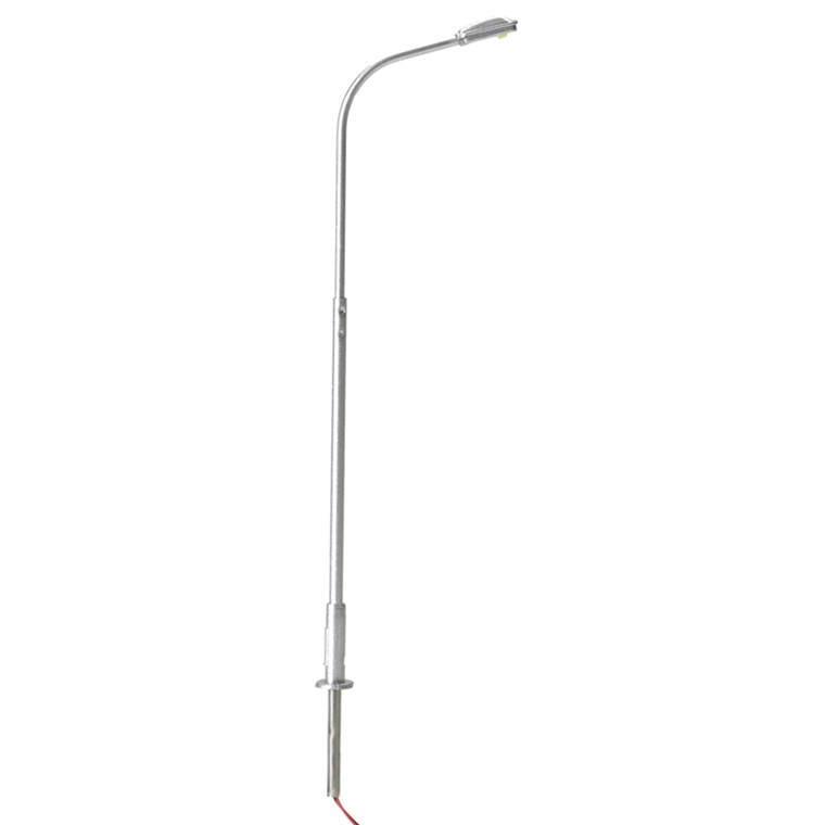 70000165 - Atlas HO Trackside Lighting -- Single Arm Streetlight Silver, Warm LED [3-PACK]