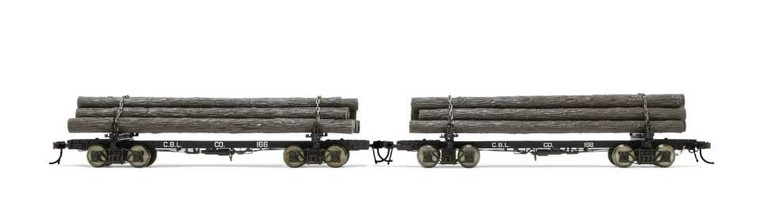 HR6629 - Rivarossi HO -- Skeleton Log Car with Load 2 Pack -- Coos Bay Lumber Co. #160, 175