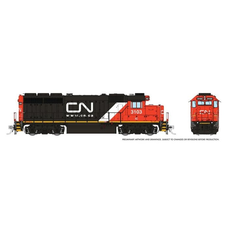 40511 - Rapido Trains HO EMD GP40 (DC/DCC/Sound): CN - ex-IC: #3103