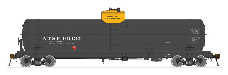 Roka Models HO - ATSF Orange Dome Streamliner Fuel  GATC Tank Car - Silver 1949- 1955 #101143