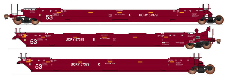 47372-02 - Intermountain Railway Co. -- HO Gunderson Maxi IV Late Well Car 3-Pack - Trailer Train - Utah Central #57380