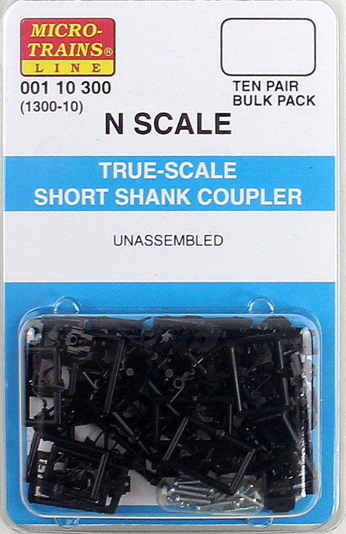 1300-10 - (N) True Scale Short Shank Coupler 10 Pair - Black