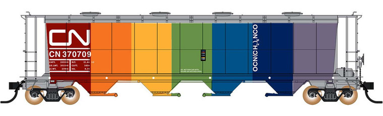 45225-16 - Intermountain Railway Company - HO NSC 4550 Cu. Ft. Cylindrical Covered Hopper - Round Hatch, Canadian National Rainbow - CN #370713
