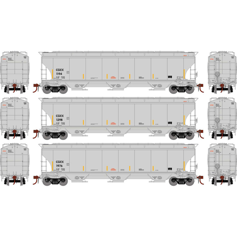 ATHG-1078 - Athearn Genesis HO Trinity 5161 Covered Hopper, CGEX #1194/1298/1976 (3pk)