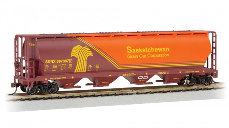 19140 - Bachmann HO Canadian 4 Bay Cylindrical Grain Hopper - Saskatchwan - Wheat Herald #397387