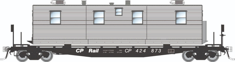 138113 - Rapido Trains - HO F30A 50' Flat Car w/Camp Van: CP - MOW: 3-Pack