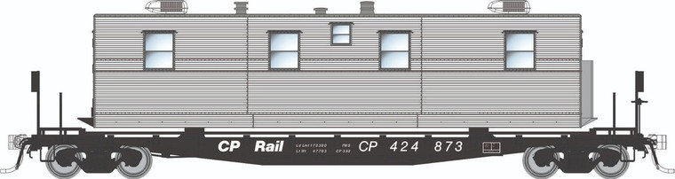 138114 - Rapido Trains - HO F30A 50' Flat Car w/Camp Van: CP - MOW: 6-Pack