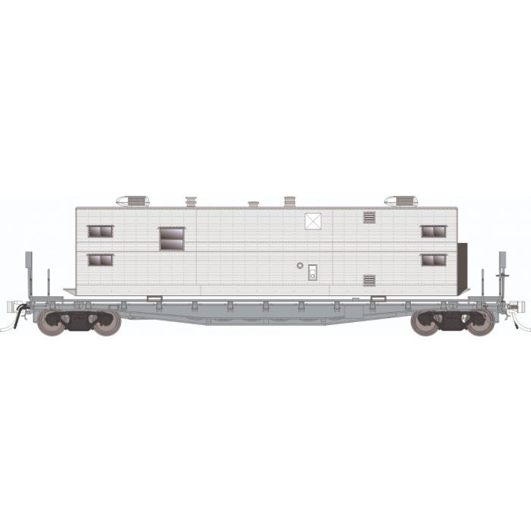 138199 - Rapido Trains - HO F30D 50' Flat Car w/Camp Van: Painted, Unlettered: Single Car