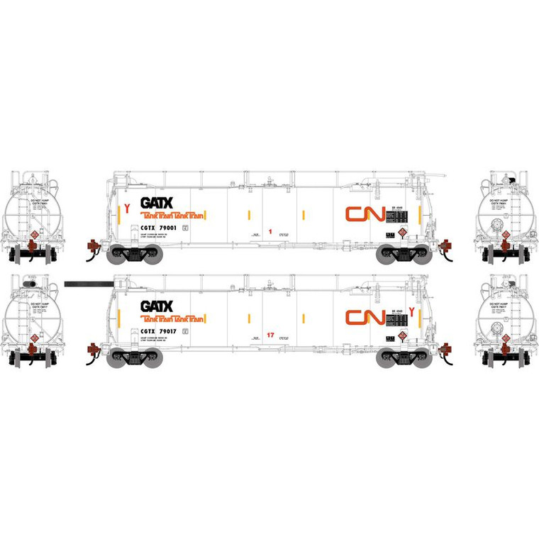 ATHG-1319 - Athearn Genesis - HO Canadian Nation / GATX TankTrain TankTrain A/B 2 Pack, CGTX #79001/79017