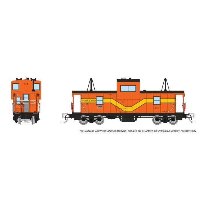 510087 - Rapido - N Wide Vision Caboose: MOW Work Extra: #C-1