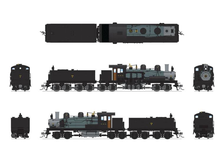 8252 - Broadway Limited - HO Class D 4-truck Shay, C&O #7 As Delivered Paint DC/Silent