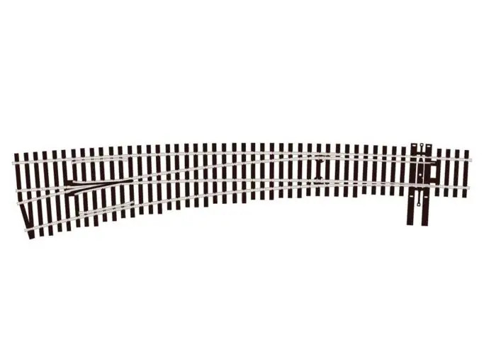 SL-8377 - Peco HO #7 Left Hand Curved Turnout Insulfrog Code 83