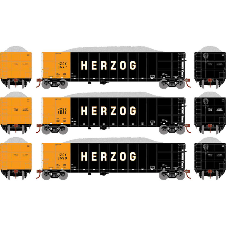 ATH7669 - Athearn - HO Thrall High Side Gondola with Load, HZGX #2 3pk #3577, 3581, 3590