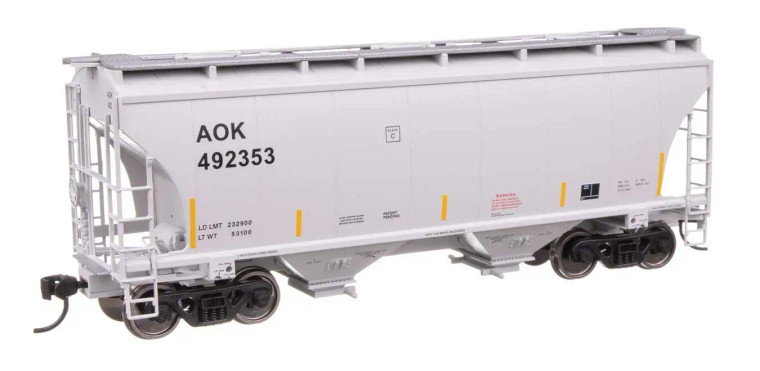 910-49301 - WalthersMainline HO - 39' Trinity 3281 2-Bay Covered Hopper - Arkansas-Oklahoma Railroad #492345