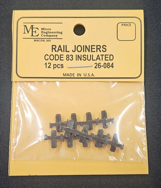 26-084 - Micro Engineering Company - HO Plastic Insulated Rail Joiners, Code 83 - 12 pcs.