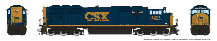 1048519 - Rapido Trains - HO SD70AC w/ Flared Rad (DC/DCC/Sound): CSX - YN3: #4701