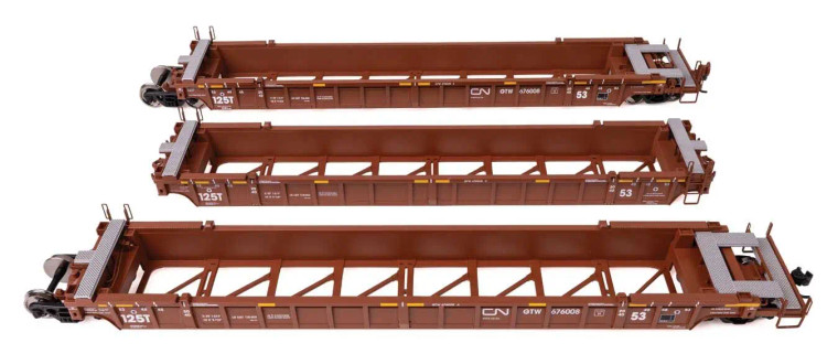 910-55820 - Walthers Mainline HO - NSC Articulated 3-Unit 53' Well Car - Ready to Run -- Canadian National GTW #676008