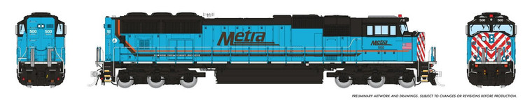 1048032 - Rapido Trains - HO SD70MACH (DC/Silent): Metra - RTA Tribute Scheme: #500