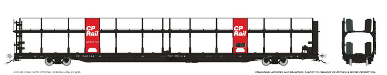 1024004 - Rapido - HO NSC 89' Bi-Level Autorack: CP Rail - Red Panel: 6-Pack
